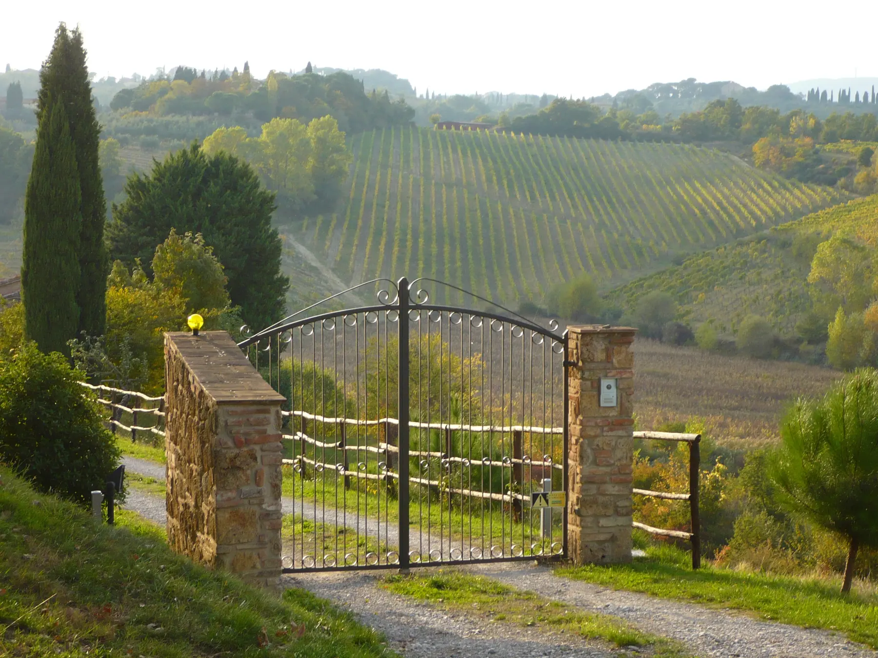 Portail d'entrée avec vue sur les vignes